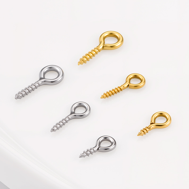 Vacuum plating 18K golden sheep's eye nail stainless steel DIY accessories sheep's angle nail thread needle pearl pendant accessories