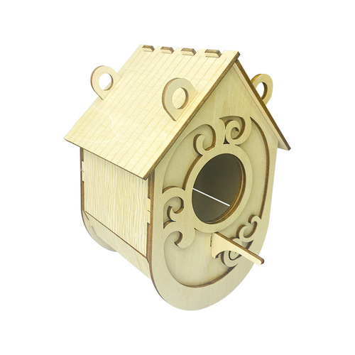 Wooden children's graffiti birdcage handmade DIY assembled bird house creative 3D three-dimensional puzzle outdoor hanging cabin