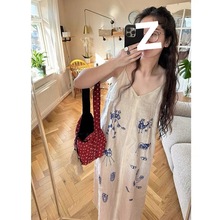 清迈棉麻吊带裙度假风连衣裙长款海边旅游沙滩裙仙女裙宽松夏