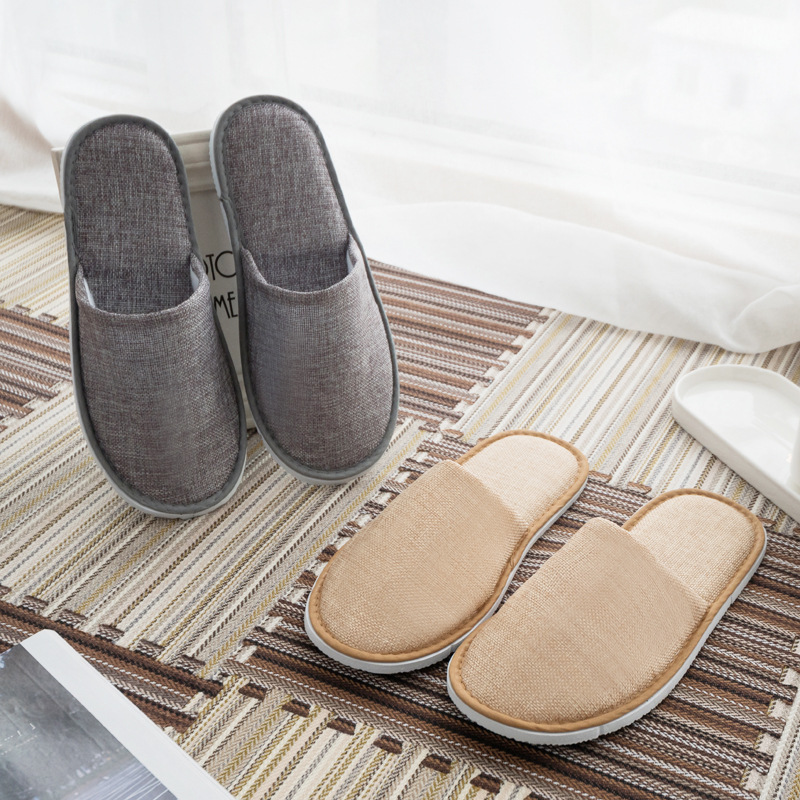 扬州工厂棉麻加厚防滑美容院酒店民宿宾馆一次性拖鞋亚麻家用招待