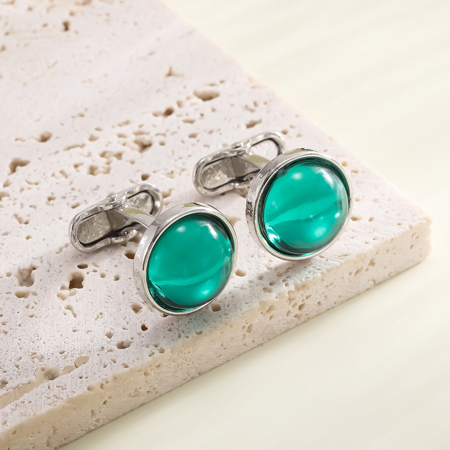 Manschettknappar med ädelsten för herrskjorta retro stil_voghion.com