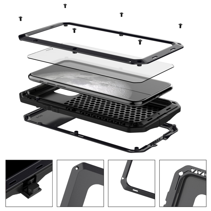 Life Waterproof Case Suitable for 11 Series Mobile Phone Cases, Metal Three-Proof Full-Cover Anti-Drop and Shockproof Protective Case