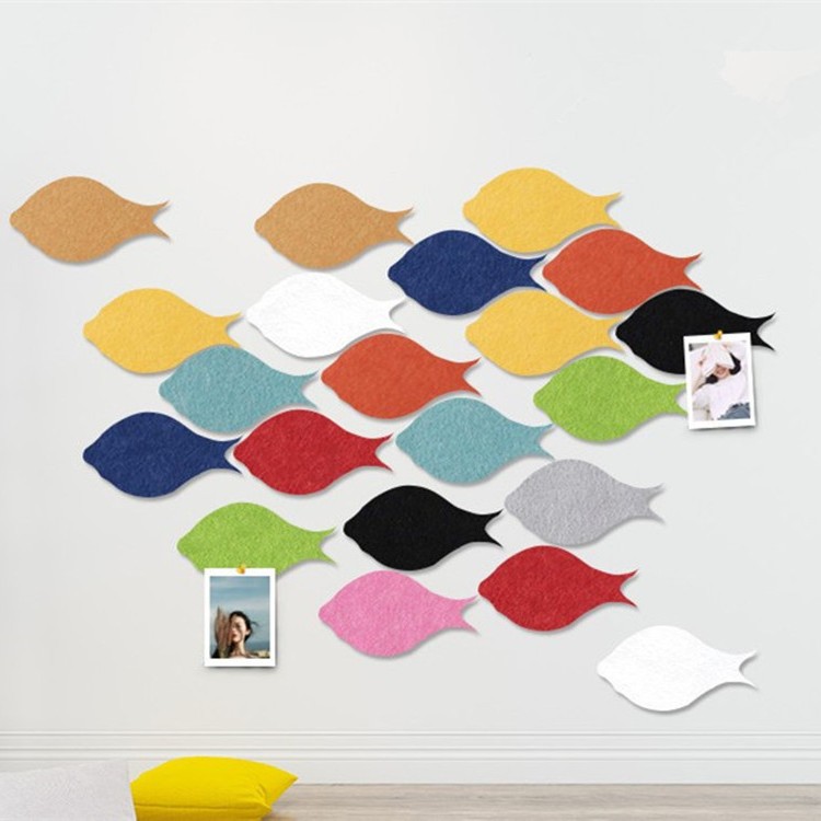彩色毛毡幼儿园照片墙贴托管班小鱼装饰墙贴化纤毛毡留言板