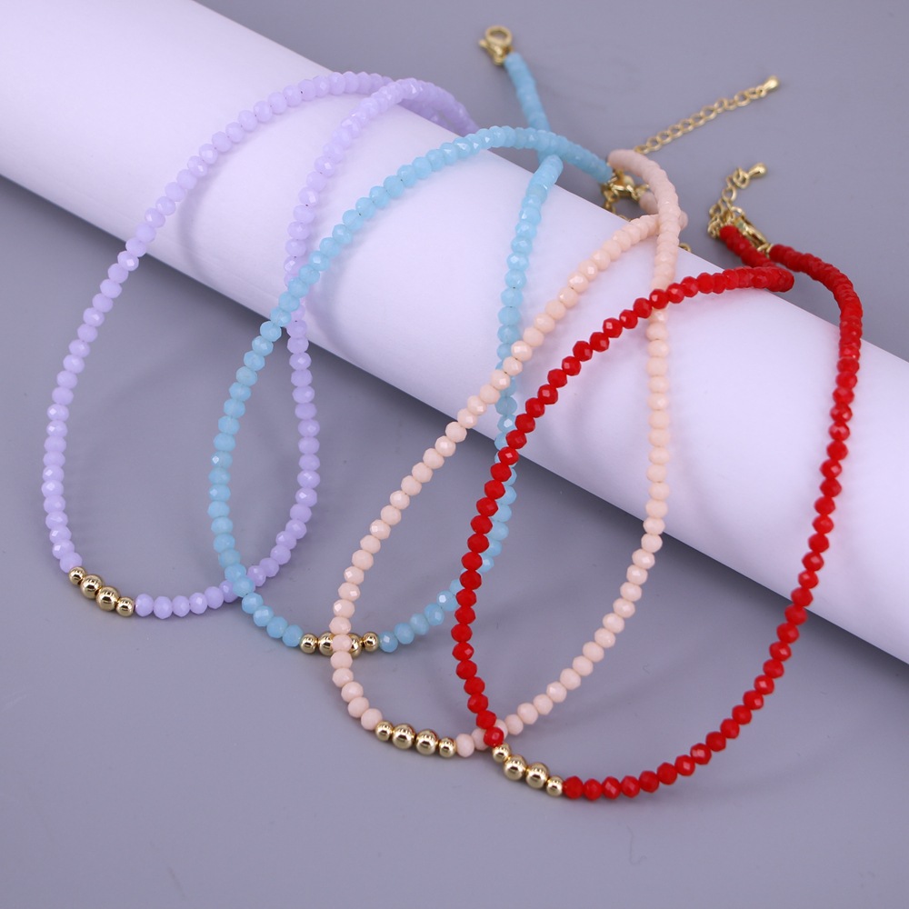 Crystal Beaded Necklace Clavicle Chain  Color Necklace display picture 3