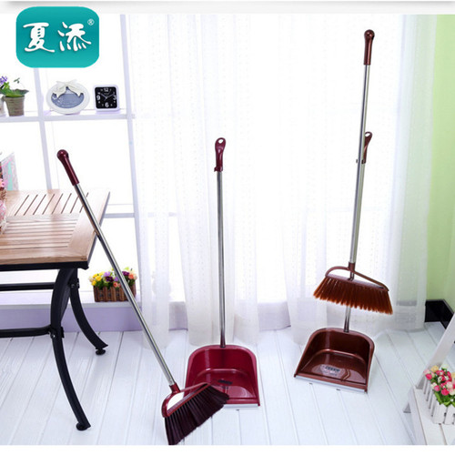 Stainless steel rod soft broom dustpan set combination plastic broom set household sweeping set sweeping manufacturer wholesale
