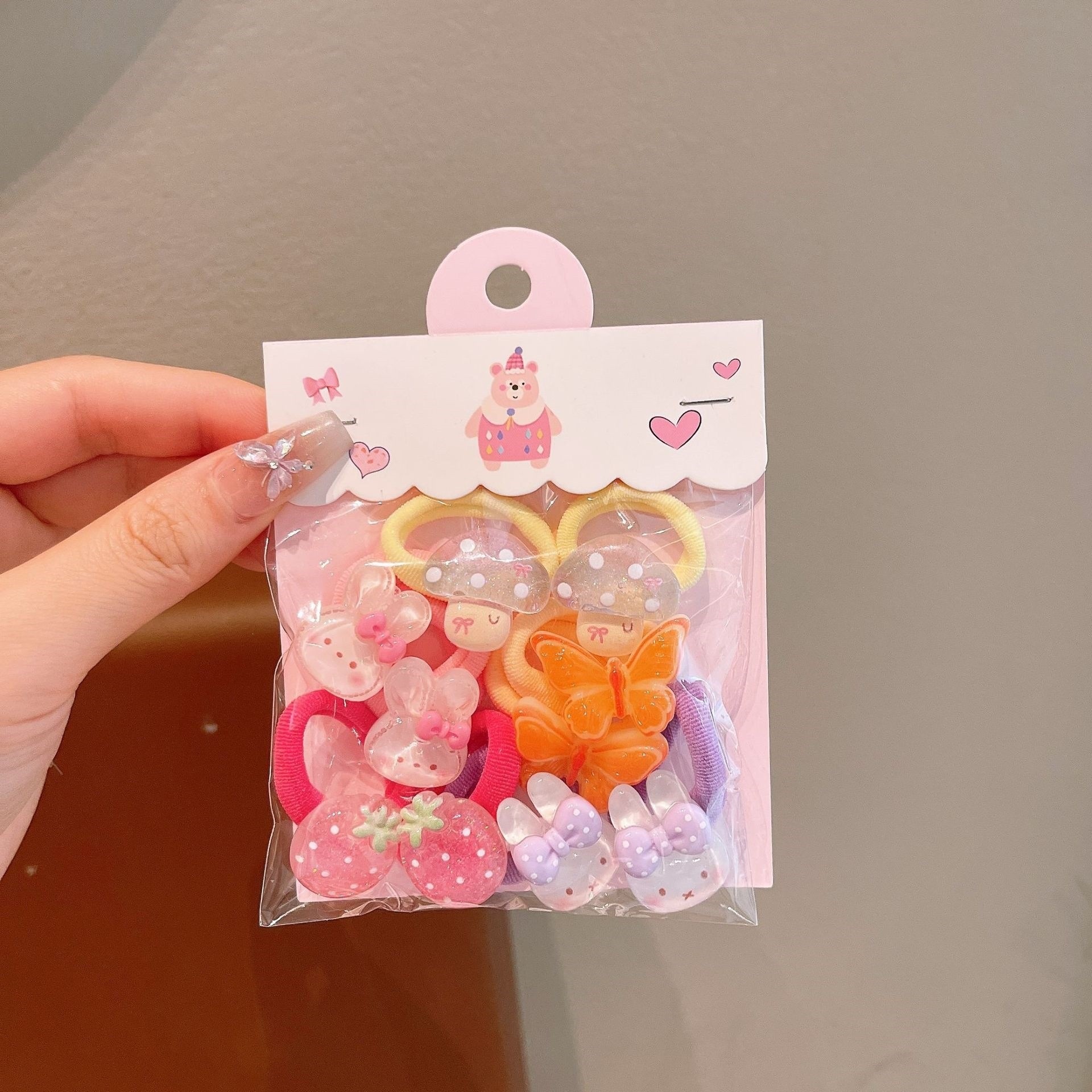 Anillo de pelo de pulgar de dibujos animados para niños, cabello para bebés, cabello para bebés, banda de pelo de alta elasticidad coreana