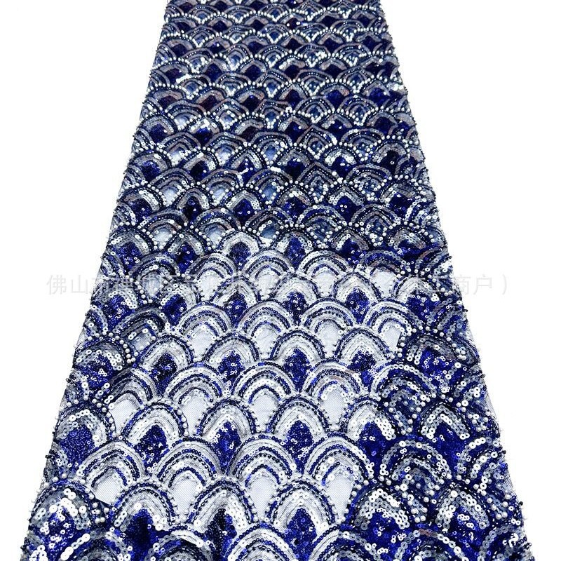 Fabricantes de escamas de pescado nueva tela de encaje de cuentas Gao Ding vestido de fiesta de baile de moda tela image 5