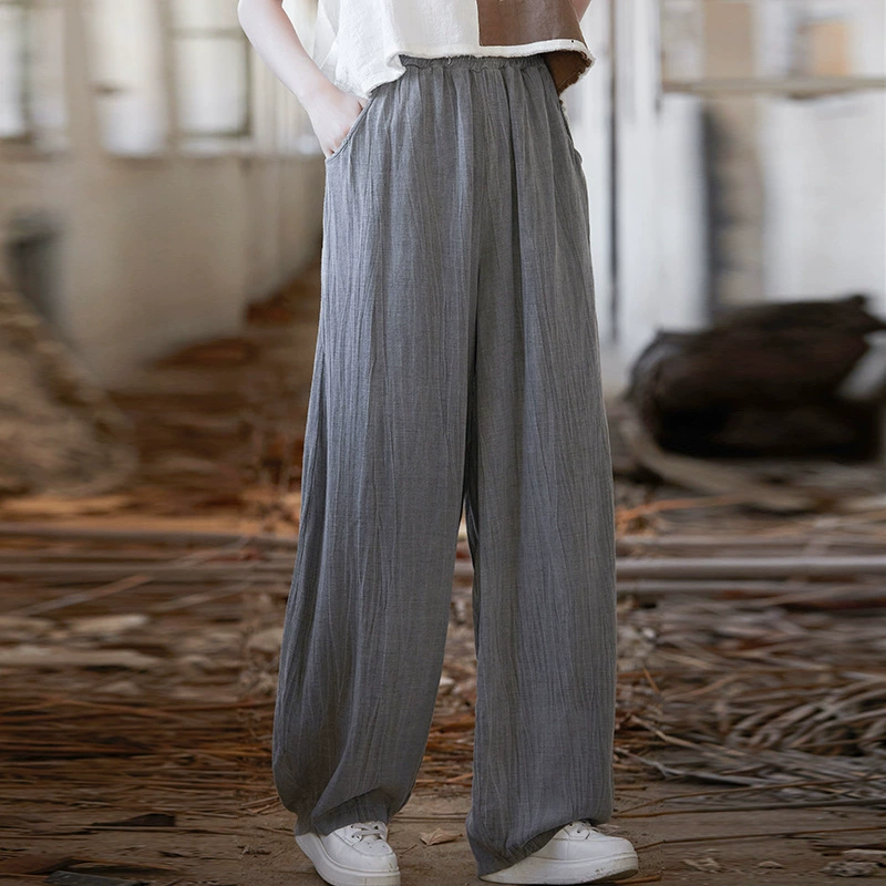 24 осенние женские брюки Tiansi конопля с галстуком, элегантные и прохладные дома
