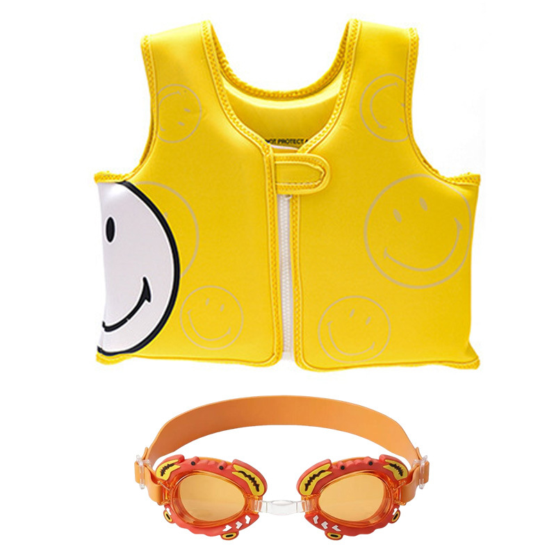 Chaleco flotante infantil de dibujos animados grueso chaleco de natación para niños combinación de gafas de natación pony image 10