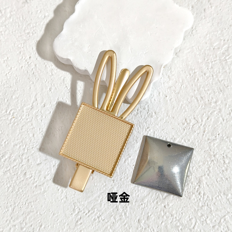 亿簪饰品diy国风宋锦发夹底托 中秋节兔子发夹带盖宋锦材料新款|undefined