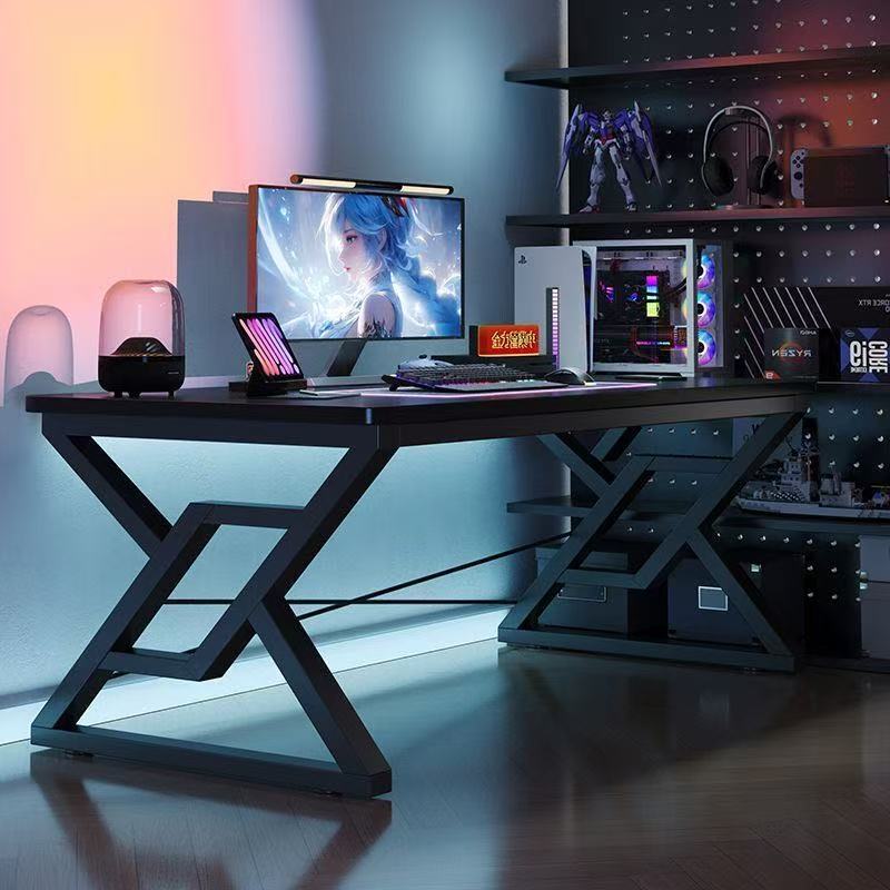 Desk for bedroom, gaming desk, study and writing desk, computer desk with cable holes, widened desktop, thickened and reinforced desk Desk for bedroom, gaming desk, study and writing desk, computer desk with cable holes, widened desktop, thickened and reinforced desk