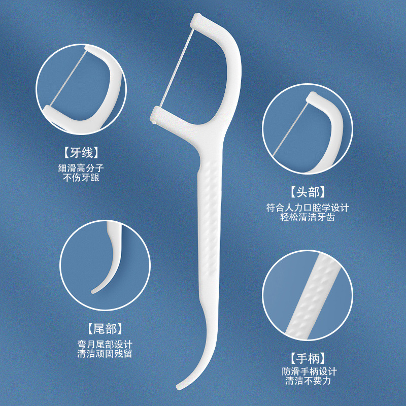 Boxed disposable dental floss oral cleaning ultra-fine dental floss stick arched toothpick line toothpick stick
