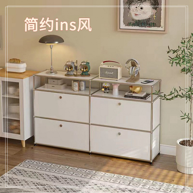 简约现代USM中古不锈钢电视柜储物模块客厅ins极简斗柜组合餐边柜|undefined