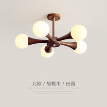 卧室吊灯简约日式侘寂风餐厅灯北欧创意个性魔豆实木艺书房间灯具