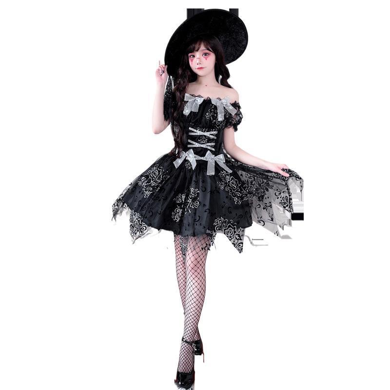 万圣节服装魔法师演出服暗黑幽灵魔女网纱蓬蓬裙女巫装巫婆连衣裙|undefined