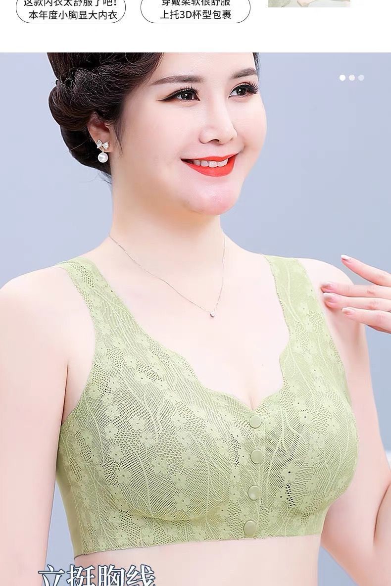 妈妈内衣女中老年人前开扣抹胸无痕舒适透气聚拢运动无钢圈文胸罩详情14