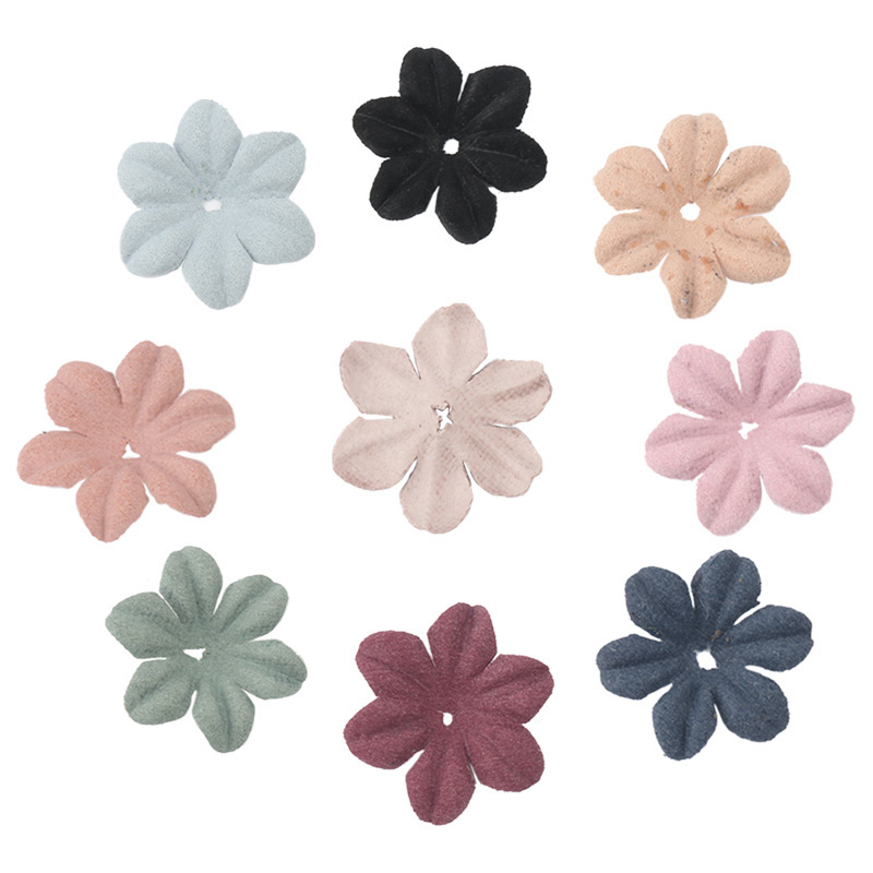 New hair accessories semi-finished headdress handmade DIY production material Microfiber leather fabric embossing 5 petals 3cm