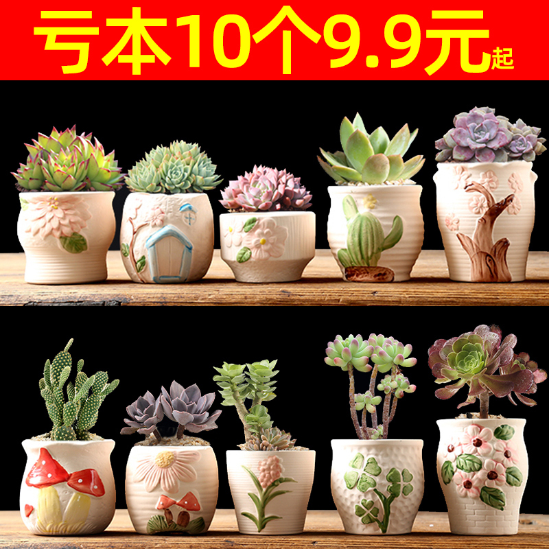 Succulent Flower Pot Stoneware Breathable Creative Stylish Special Clearance Clearance Thumb Small Pot Ceramic Retro Succulent Plant Flower Pot
