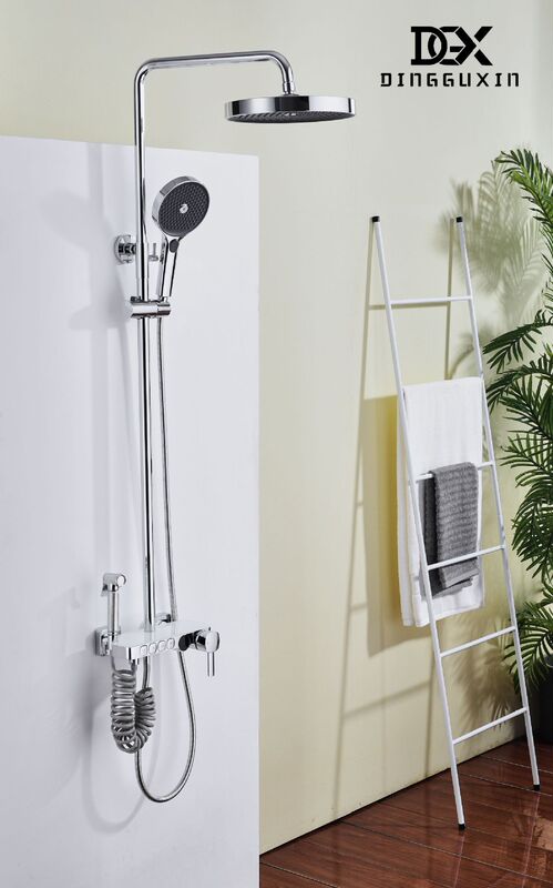 Manufacturer Selling All-copper Home Bathroom Arc Digital Display Button Constant Temperature Four-speed Electroplated Shower Multi-function Shower