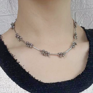 复古流苏时髦钛钢项链欧美轻奢小众设计感高级多坠子锁骨链