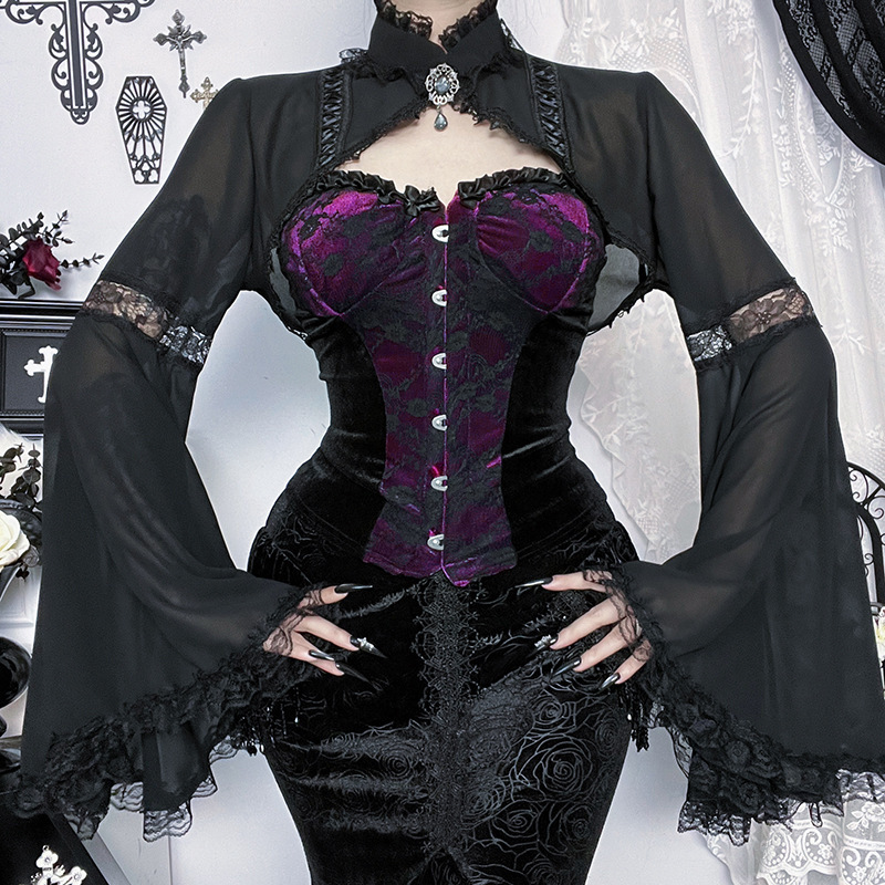 Xs25299 Cross-Border Hot-Selling Summer Dark Gothic Top Velvet Corset Bustier Halloween Spicy Girl Tank Top Xs25299 Cross-Border Hot-Selling Summer Dark Gothic Top Velvet Corset Bustier Halloween Spicy Girl Tank Top