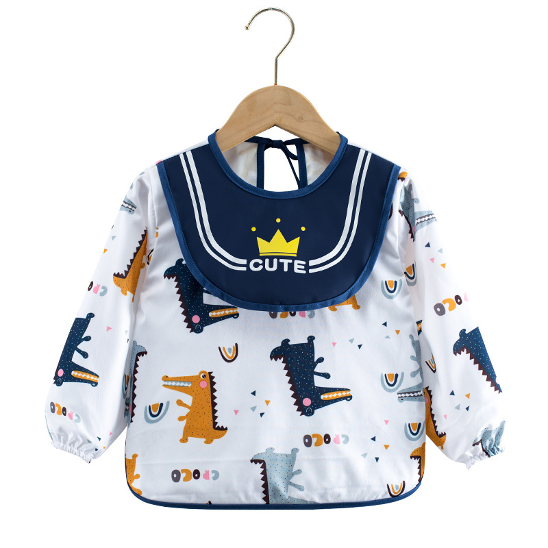 Mono para niños impermeable de manga larga anti-vestirse bebé comiendo ropa delantal bebé mono de bebé babero ropa de protección