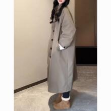 绿咖色长款风衣羽绒服女冬季新款白鸭绒加厚显瘦韩系立领大衣外套