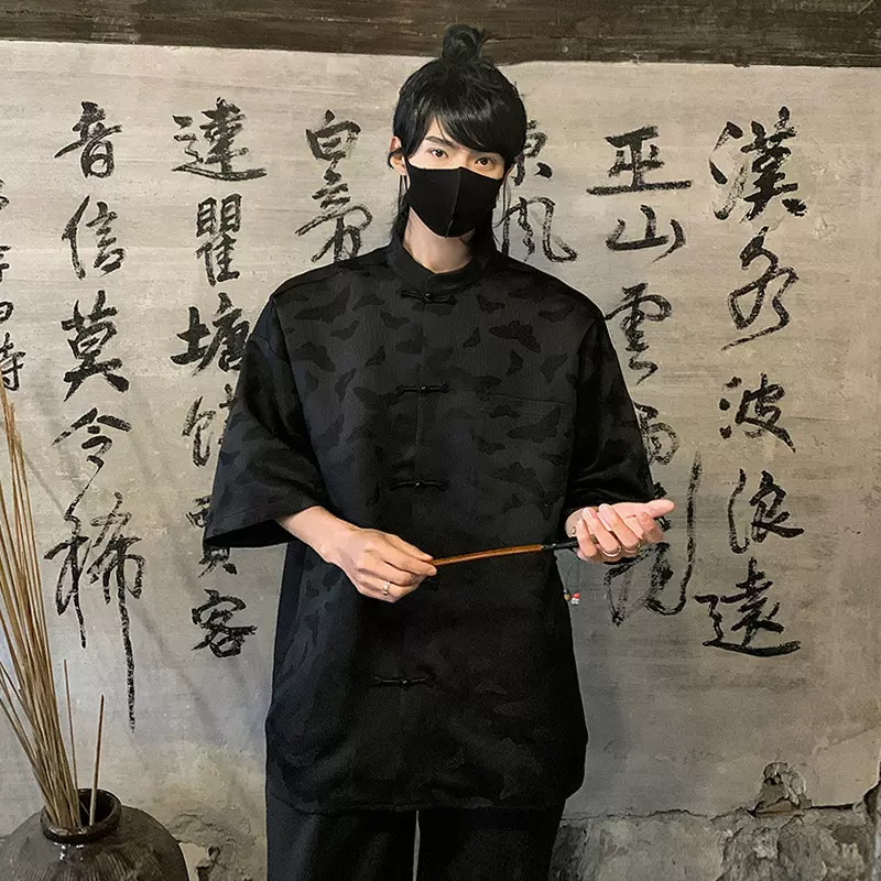 衬衣外套唐装衬衫男短袖春季道袍国风ki新中式汉服mono感痞帅