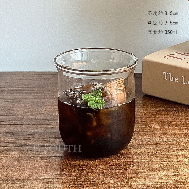 复古宽口透明玻璃杯耐高温水杯拿铁杯冷萃杯冰美式咖啡杯饮品杯子|undefined