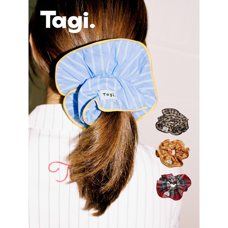 Tagi.画家甜甜圈拷边条纹格纹拼色单层大肠发圈发圈发饰头饰|undefined