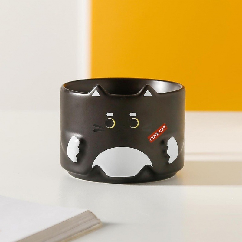 Cute gato taza de cerámica de dibujos animados taza de marca de pareja taza de agua plegable taza casera regalo de regalo