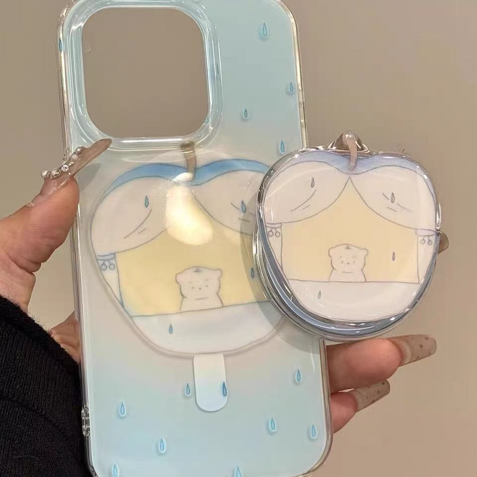 Ins lindo día lluvioso cachorro para iphone16 dibujos animados 15ProMax Apple 14/13 soporte magnético 16PM