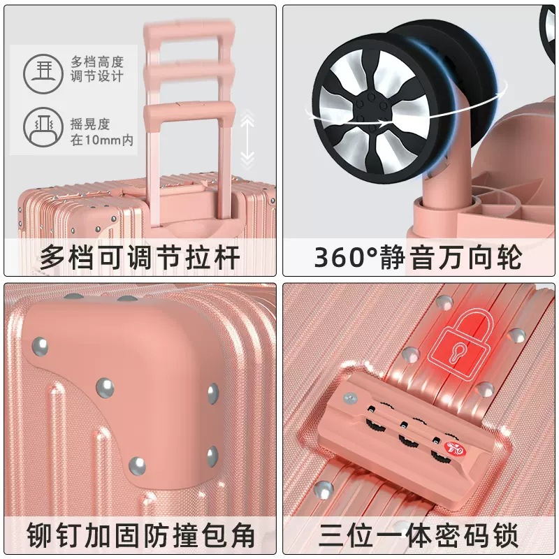 [Fábrica de selección estricta] maleta de mujer red retro 20 pulgadas pequeña caja de tracción de viaje 24 pulgadas maleta de estudiantes