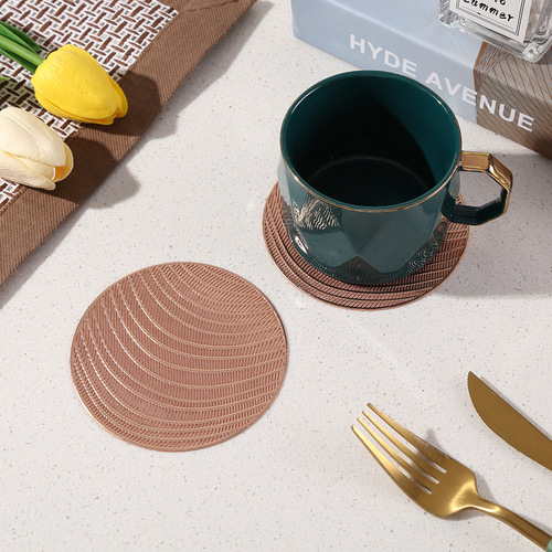 Nordic round tea cup coaster with gold foil sand effect anti-slip and waterproof dining mat home insulation washable coaster direct factory sale