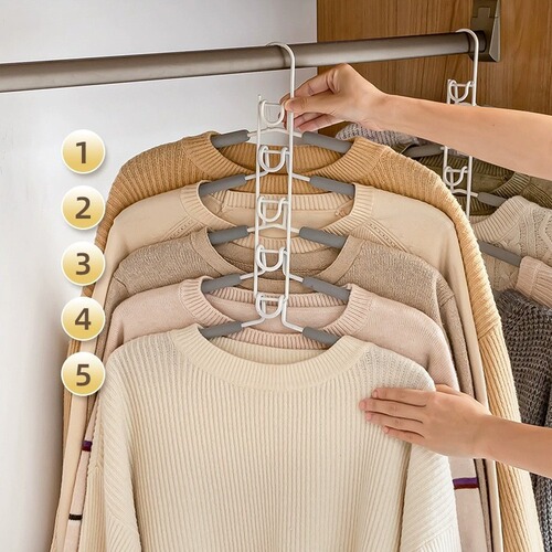Space-saving multifunctional multi-layer clothes rack hook magic household wardrobe storage artifact hanging clothes rack folding support