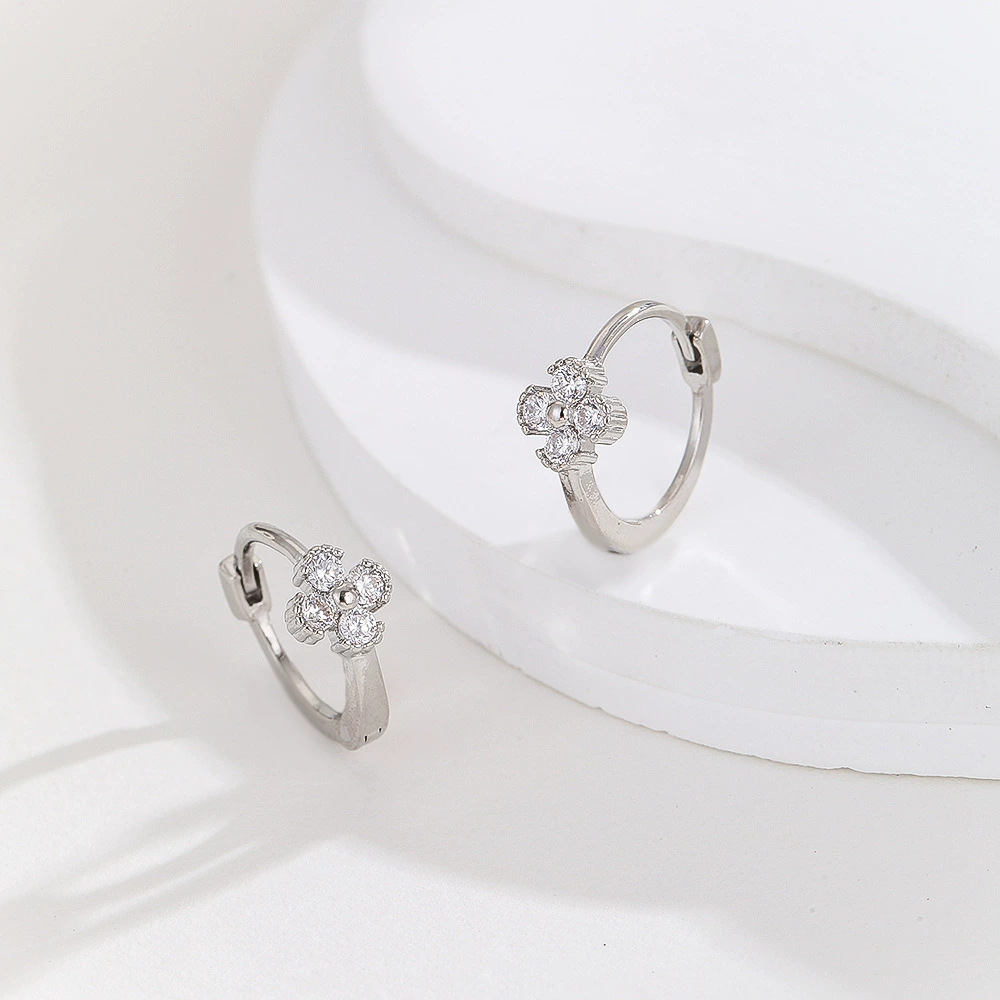 Temperament Simple Flower Earrings Micro-Encrusted Zircon Fashion Earrings for Women detail image 7