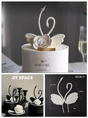 Cross-border Swan Couple Cake Fondant Birthday Decor, Soft-Plastic Swan Neck & Neckpiece for Valentine's Day and Qixi Festival Love Confession Ornaments
