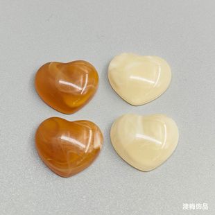 895-European and American Fashion Accessories Acrylic Heart Off-White Coffee Color Series DIY Hair Accessories Clothing Materials Accessories