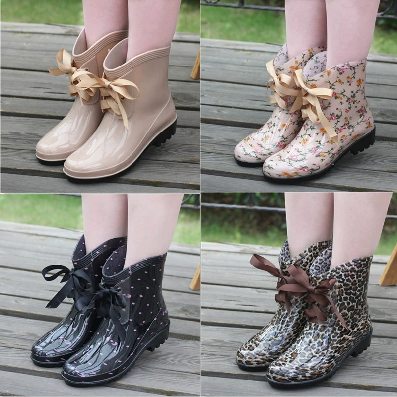 Модная верхняя одежда резиновые сапоги для взрослых, женские резиновые сапоги, короткие водные туфли, можно добавить бархатные теплые водные сапоги, резиновая обувь, женские бахилы