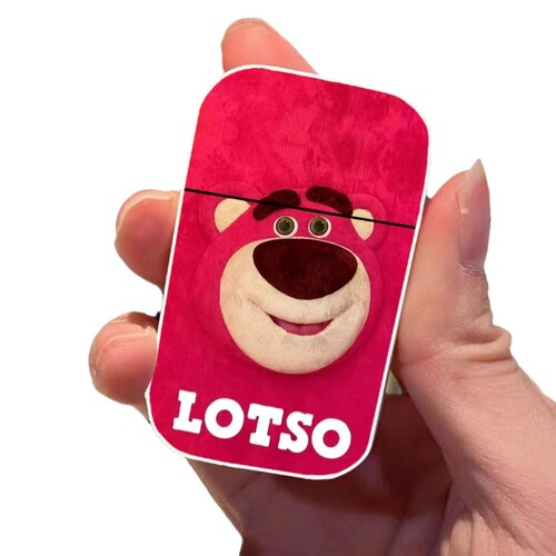 Strawberry bear pink flame creative windproof lighter anime cartoon five-speed metal inflatable lighter