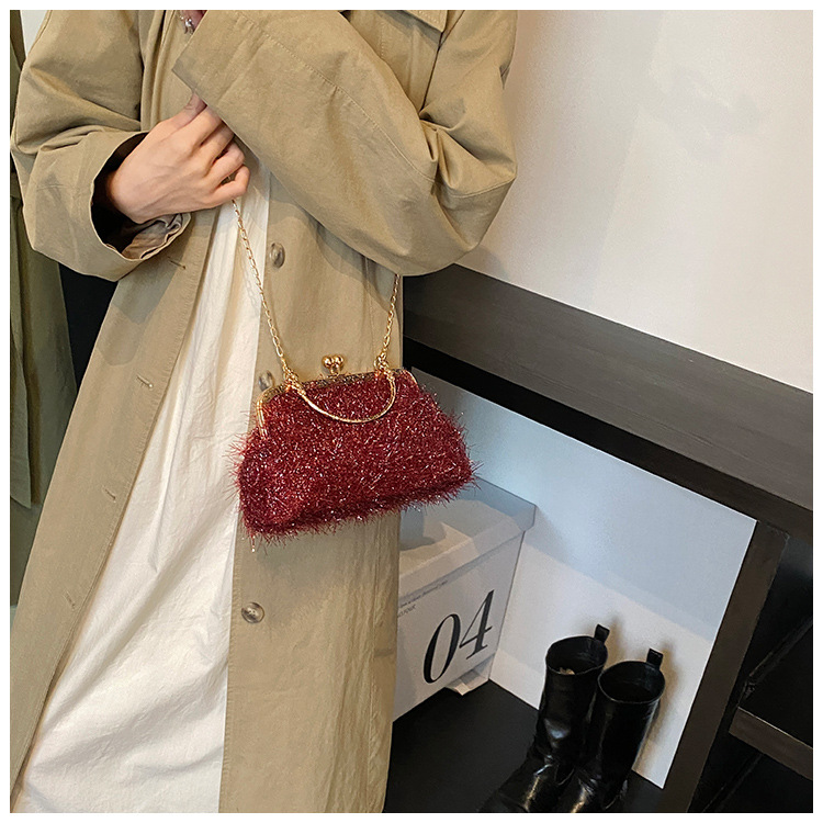 A trendy and fashionable women's 2024 autumn new chain crossbody bag, a Korean-style hand-held shell bag undefined