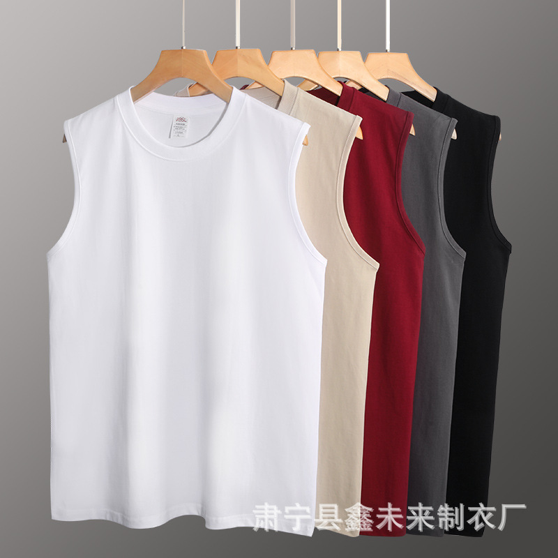230g cotton sleeveless T-shirt vest bottoming shirt men's loose leisure running sports waistcoat T-shirt