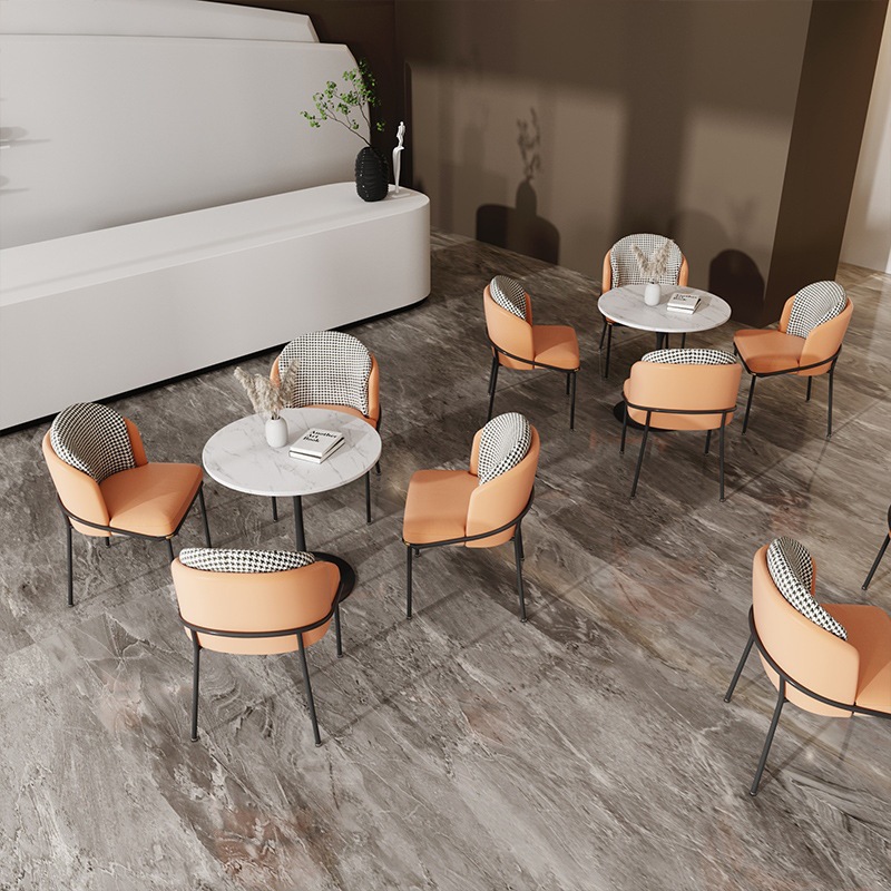 Modern and simple sales department negotiation table and chairs, light luxury commercial reception table, milk tea shop leisure table and four chairs