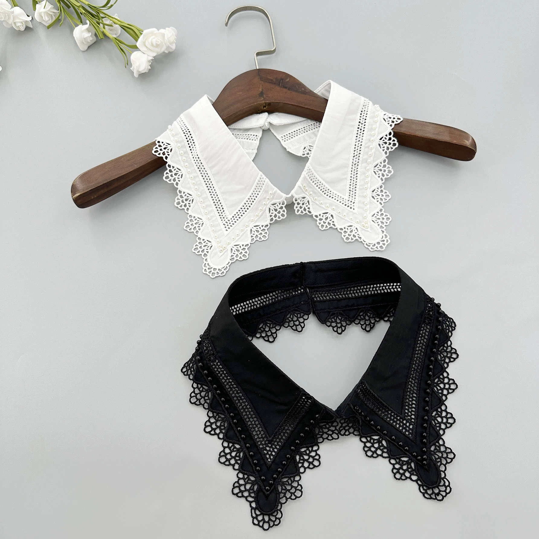 Фабричная Самостоятельная продажа, Высококачественная Водорастворимая Вышивка, Поддельный Воротник, может быть разработана новая женская одежда, белая спичка, модное украшение, полый бутон