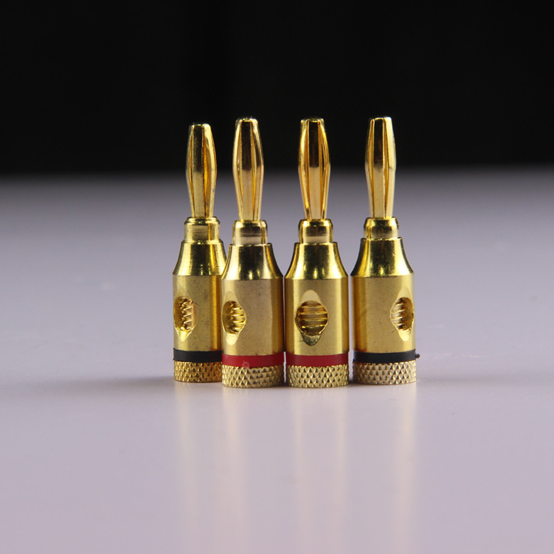 ヘッドホン用4MM金メッキプラグ接続、バナナヘッド、オーディオスピーカーケーブル、ソケット、スピーカーケーブル、アンプ、金メッキ、無溶接|undefined