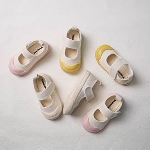 Baby Cloth Shoes Boys and Girls Indoor Home Kindergarten Shoes Non-slip Soft Sole Four Seasons Children's Canvas Shoes White Shoes