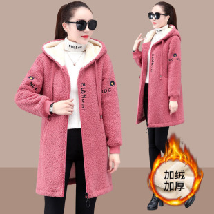 Lamb Velvet Sweater 2022 Winter New Western Style Casual Loose Korean Mid-length Velvet Thickened Jacket