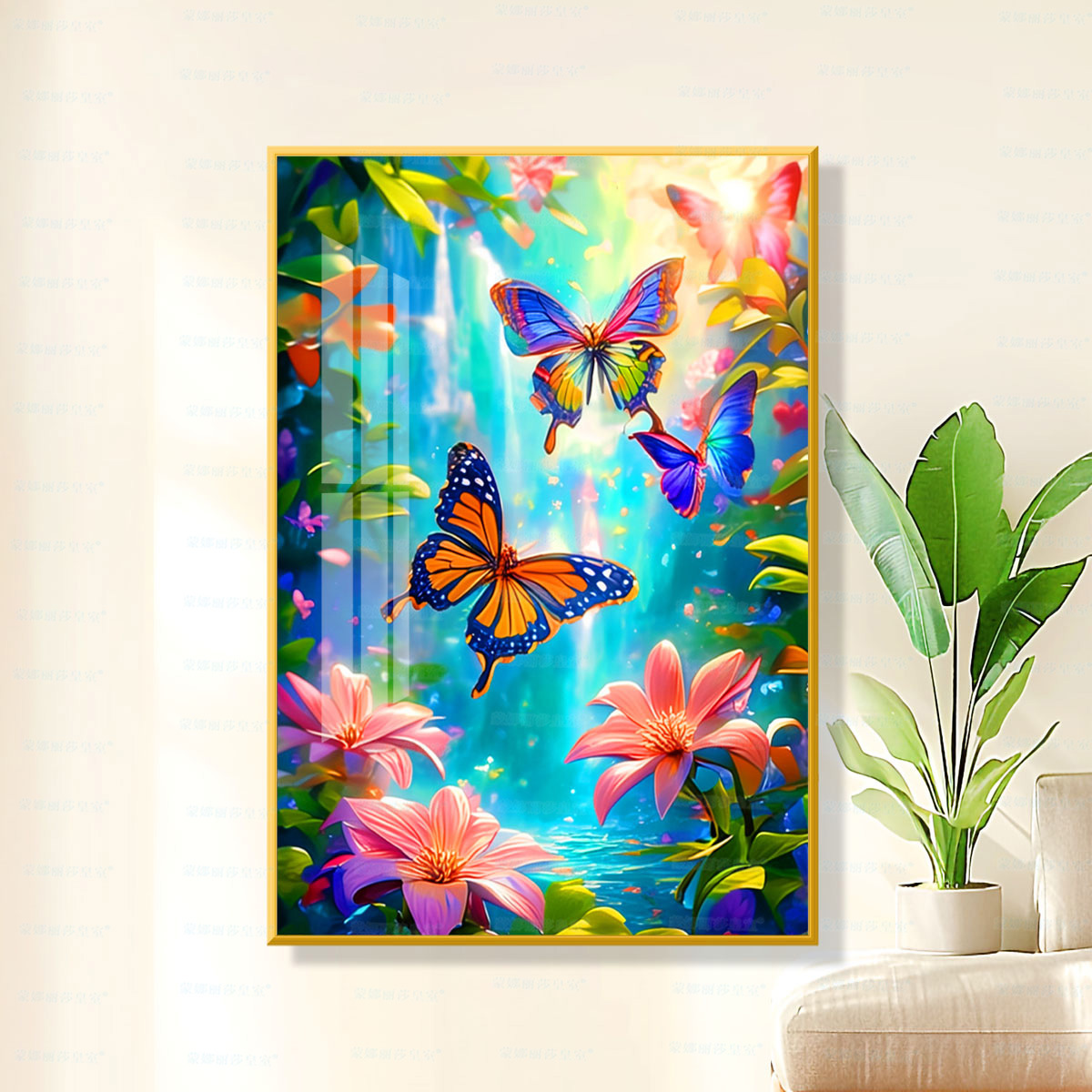 Tela de algodón importada: Punto de Cruz de la Mona Lisa, imagen de mariposa colorida, punto de cruz para sala de estar, bordado DIY. image 1