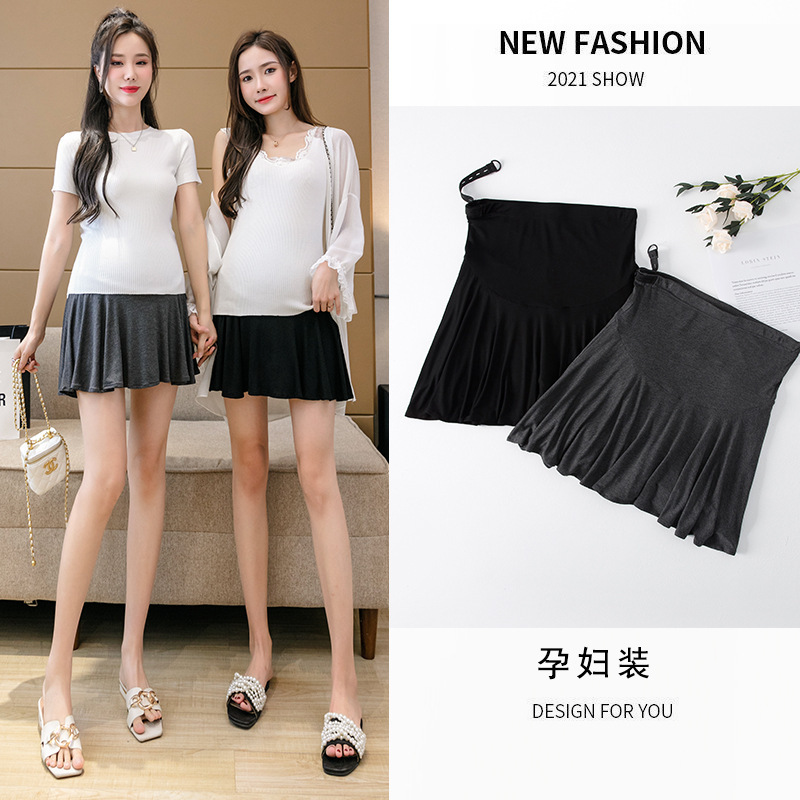 Real Shot Summer Pregnant Women's Short Skirt Anti-running Large Size Umbrella Skirt All-match Skirt Modal Thin Pregnant Women's Skirt