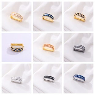 Cross-Border Hot Selling High-End Zircon Double Row Crystal Multi-Color Clip Buckle Men's Jewelry Temperament Versatile Tie Hoop Tie